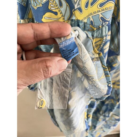 J.McLauglin leaf print linen Maxi dress - Picture 5 of 10